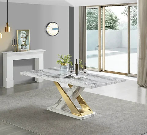 Viva Marble Dining Set With Cream Chairs