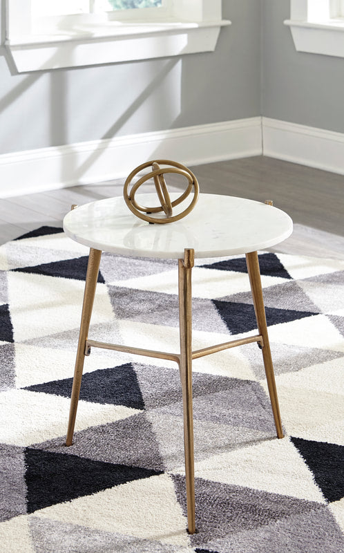 White/Gold Finish Accent Table