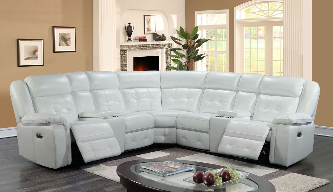 Amazon 2024 White Power Reclining Sectional