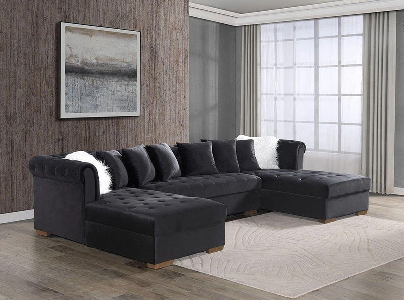 Aria - Black Double Chaise Sectional