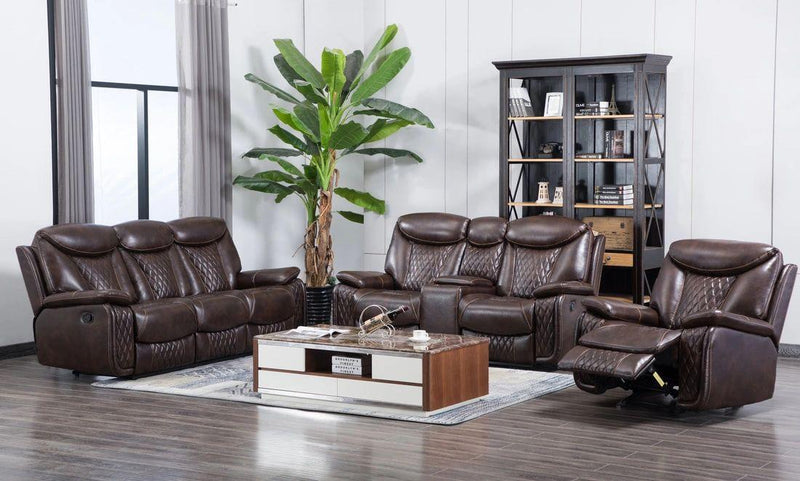 Chanel Brown Vegan Leather 2 Pc Reclining Set(Loveseat&Chair)