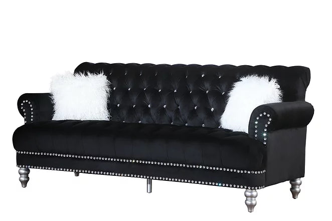 Royal Black Velvet Sofa & Loveseat