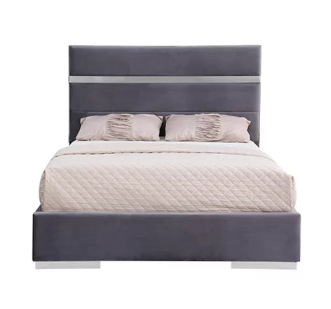 Cartier Grey Velvet Platform Bed