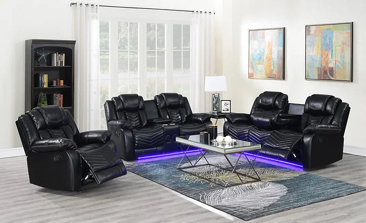 Lucky Charm (Black) 3-Piece Reclining Sofa, Loveseat, & Chair Set