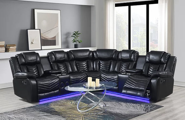 Black recliner deals sectional
