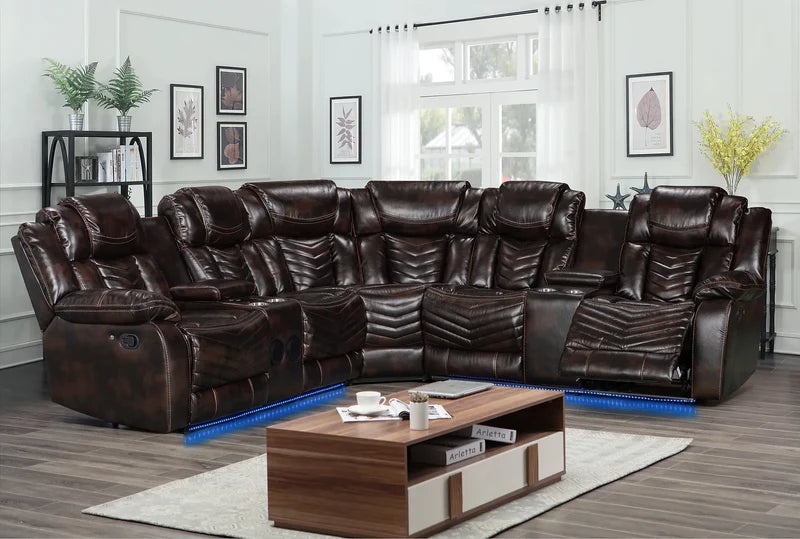 Lucky Charm Brown Reclining Sectional