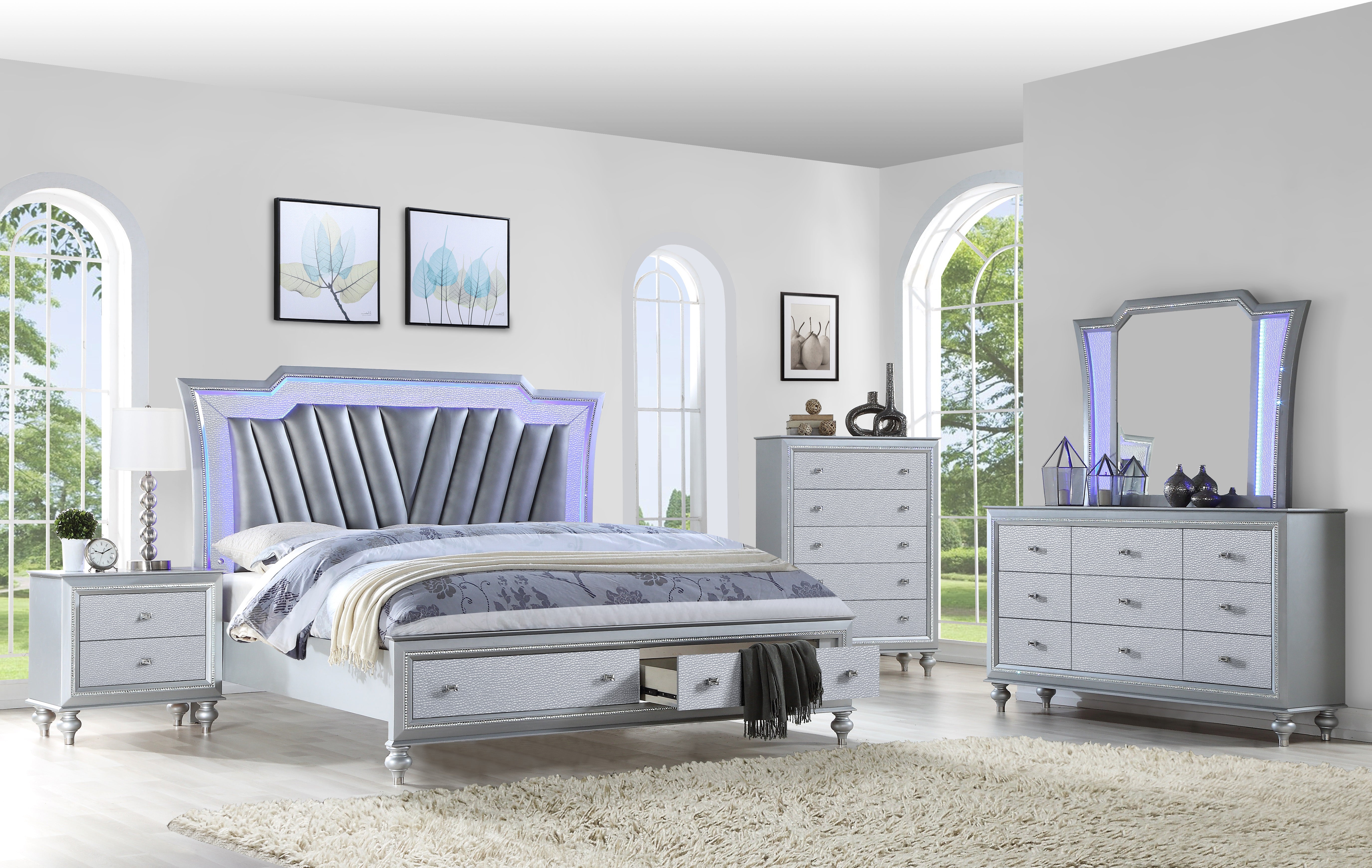 Star Silver LED Bedroom Set