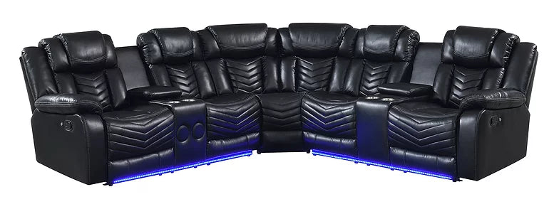Lucky Charm Black Reclining Sectional