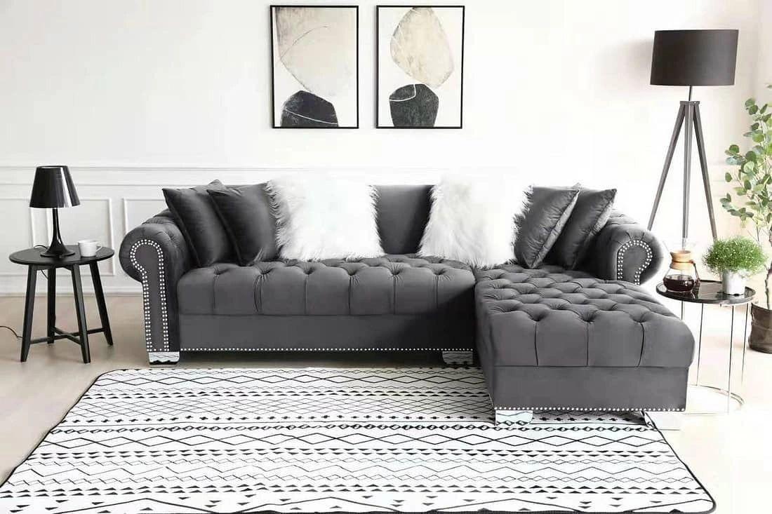 Royal Grey Velvet Sectional