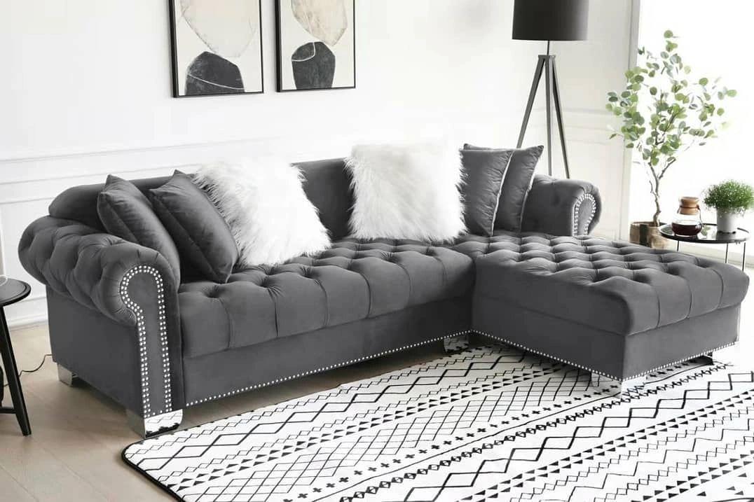 Royal Grey Velvet Sectional