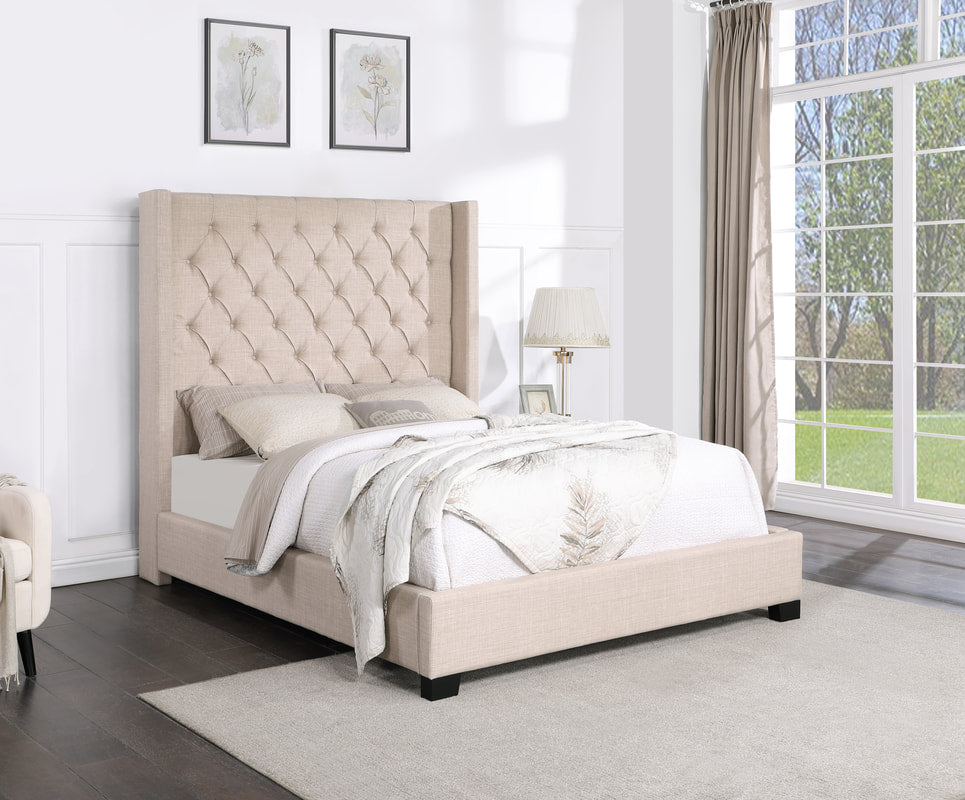 Beverly 6 ft Beige Linen Bed Frame