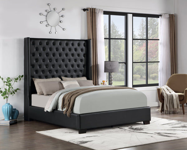 6ft Black Vegan Leather Bed Frame