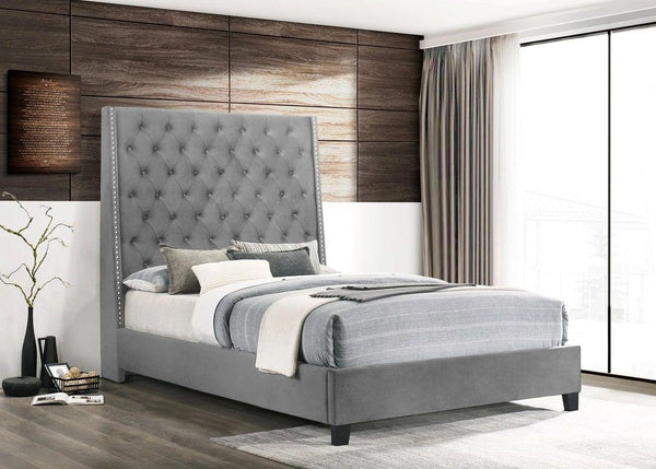 6ft Grey Velvet Bed Frame