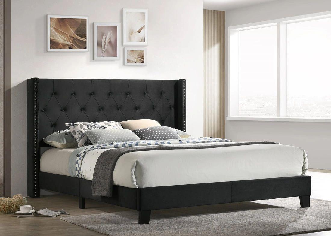 Black Velvet Platform Bed