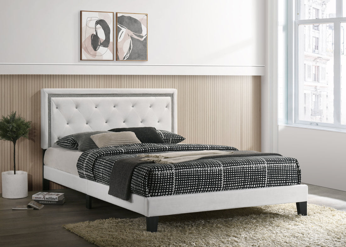 White PU Platform Bed Frame