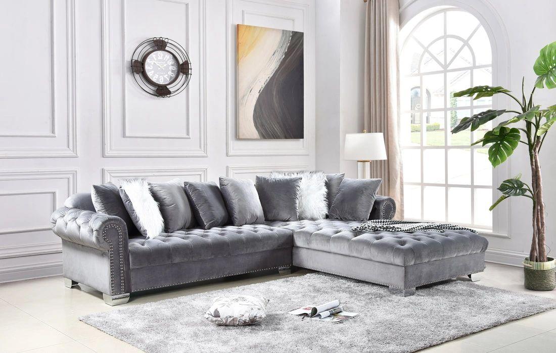 London Grey Velvet Sectional