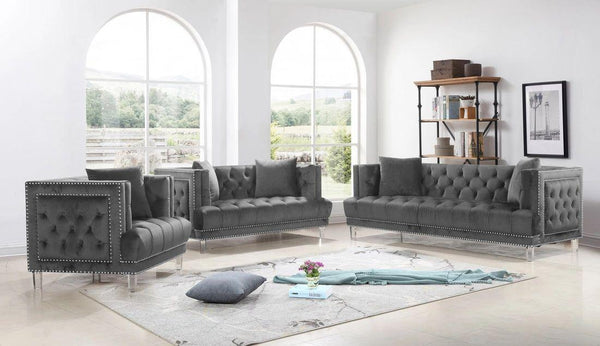 Lucas Grey Velvet 2PC Sofa&Loveseat Living Room Set