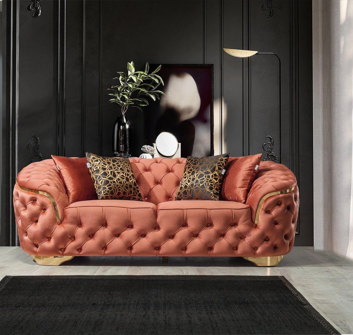 Lupino Orange Velvet Sofa & Loveseat