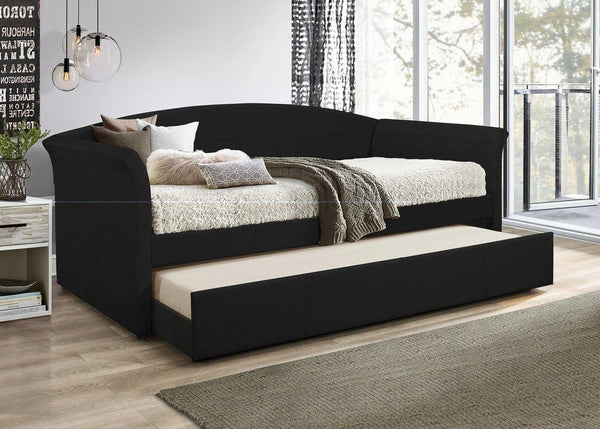 Mason Black Linen Trundle Daybed