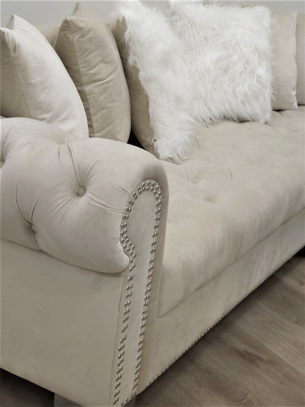 Royal White Tufted Velvet Sectional