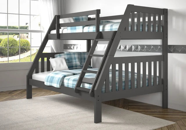 Twin-Over-Full Gray Bunk Bed